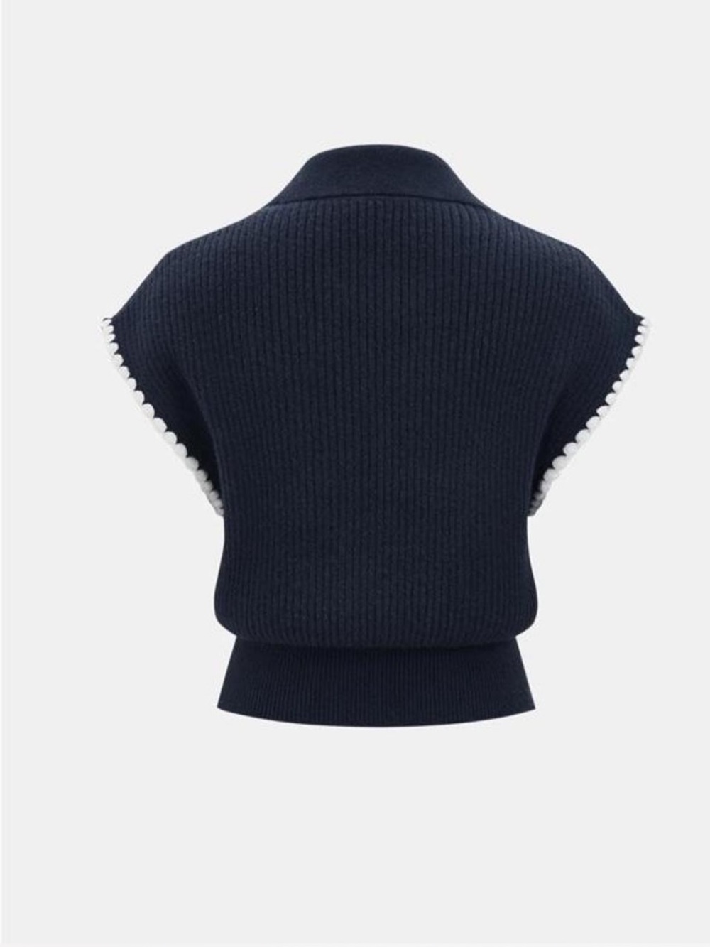 Commense Blue Contrast Trim Knit Vest S | Old Money Collared Top - Picture 4 of 5